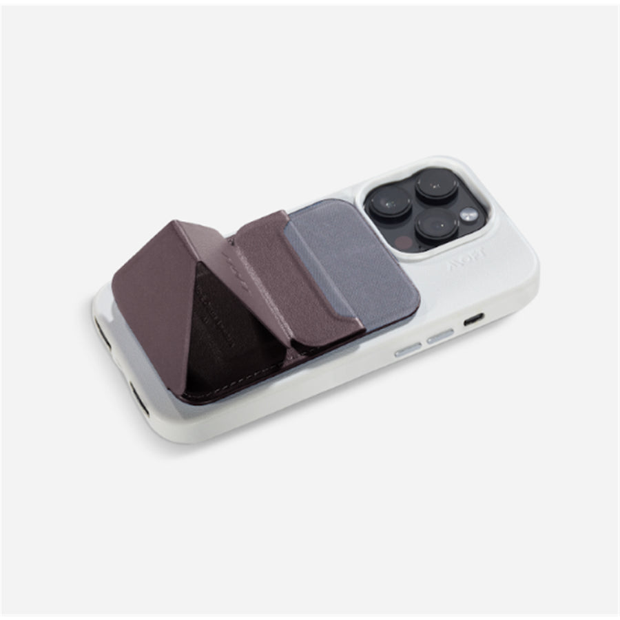 MOFT Snap-On iPhone Stand & Wallet - Blackberry - Slim Magnetic / MagSafe Compatible Card Holder with Adjustable Multi-Angle Phone Stand, MOVAS Vegan Leather, Foldable Design
