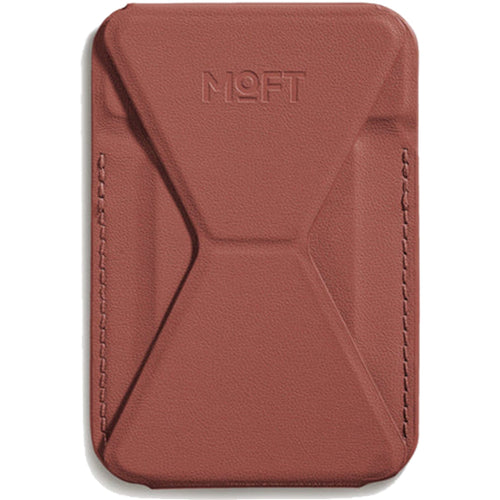MOFT Snap-On iPhone Stand & Wallet - Sienna Brown - Slim Magnetic / MagSafe Compatible Card Holder with Adjustable Multi-Angle Phone Stand, MOVAS Vegan Leather, Foldable Design