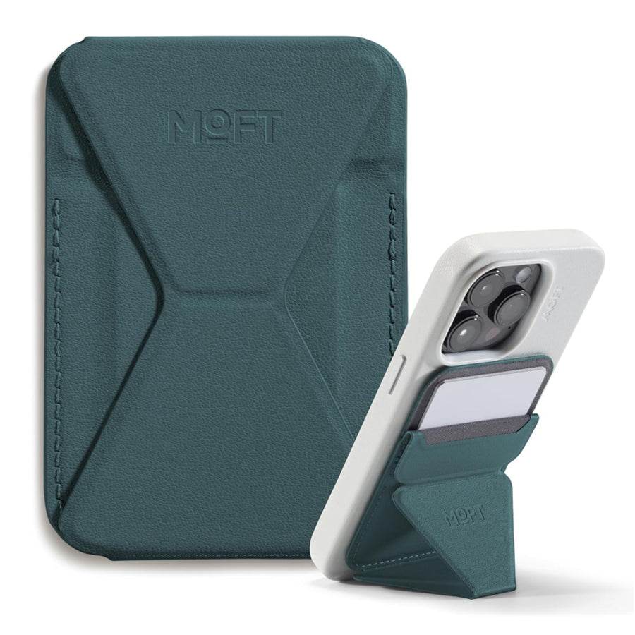 MOFT Snap-On iPhone Stand & Wallet - Jungle - Slim Magnetic / MagSafe Compatible Card Holder with Adjustable Multi-Angle Phone Stand, MOVAS Vegan Leather, Foldable Design