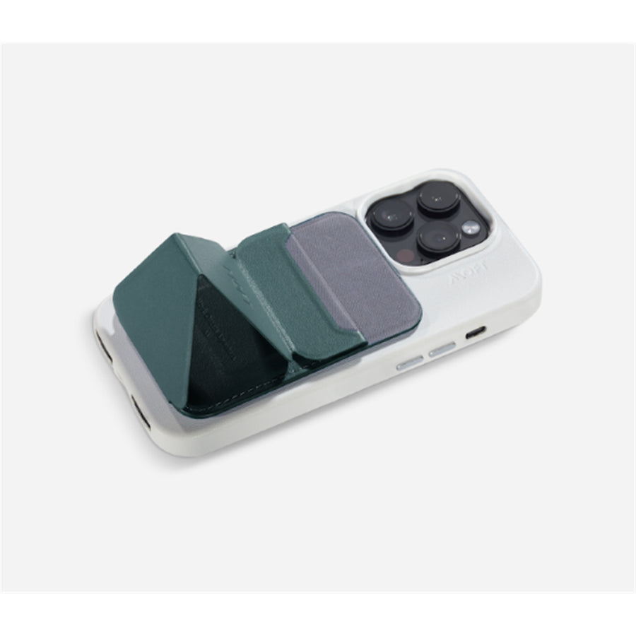 MOFT Snap-On iPhone Stand & Wallet - Jungle - Slim Magnetic / MagSafe Compatible Card Holder with Adjustable Multi-Angle Phone Stand, MOVAS Vegan Leather, Foldable Design