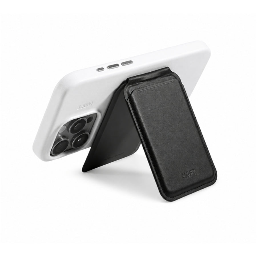 MOFT Flash Wallet & Stand MagSafe Compatible - Jet Black - Slim Magnetic Card Holder with Adjustable Phone Stand, MOVAS Vegan Leather, 2-Card Capacity