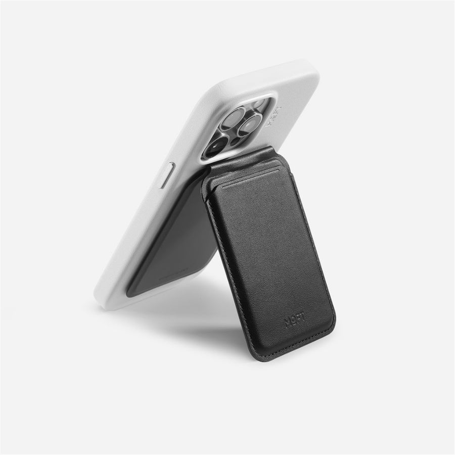 MOFT Flash Wallet & Stand MagSafe Compatible - Jet Black - Slim Magnetic Card Holder with Adjustable Phone Stand, MOVAS Vegan Leather, 2-Card Capacity