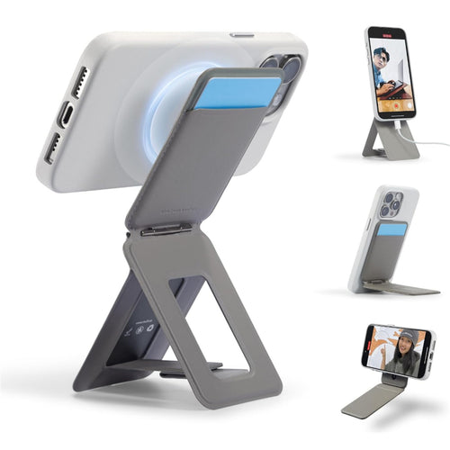 MOFT Snap iPhone Tripod Stand & Wallet - Taupe - MagSafe Compatible - 3-in-1 Slim Magnetic Wallet with Foldable Phone Tripod Stand, MOVAS Vegan Leather, Hands-Free Shooting & Viewing