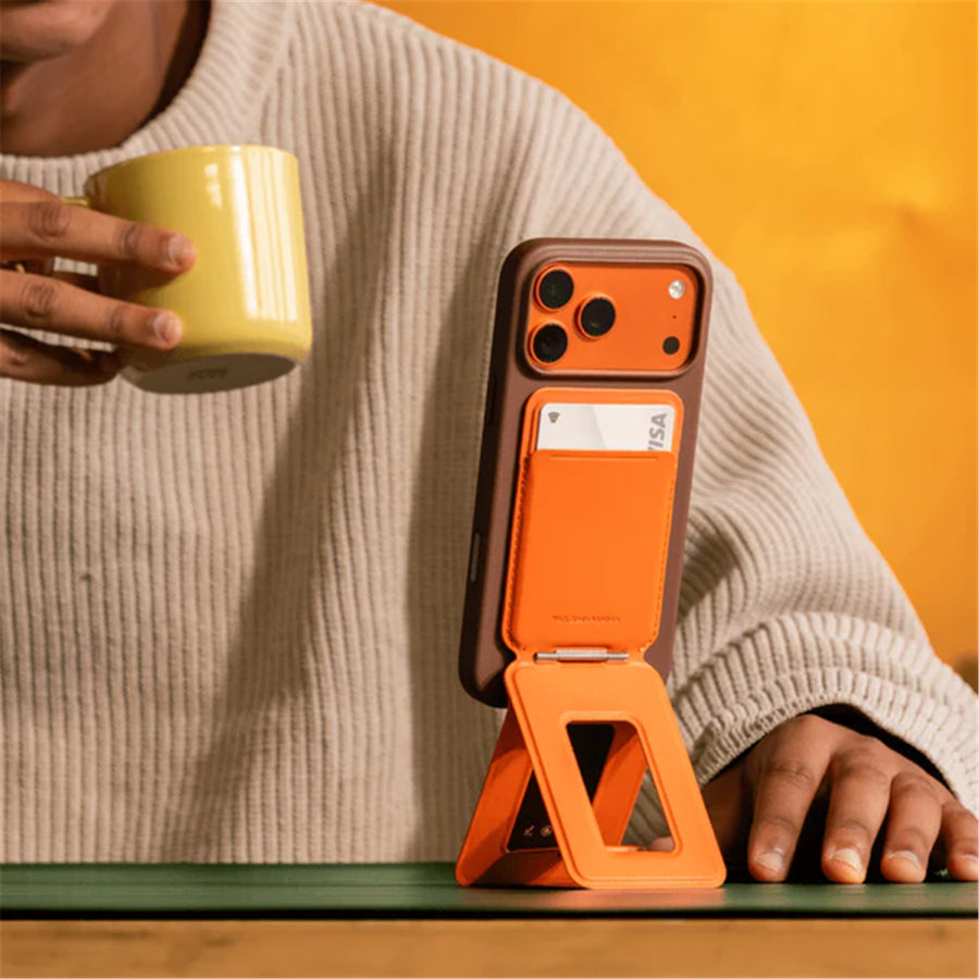 MOFT Snap iPhone Tripod Stand & Wallet - Terracotta - MagSafe Compatible - 3-in-1 Slim Magnetic Wallet with Foldable Phone Tripod Stand, MOVAS Vegan Leather, Hands-Free Shooting & Viewing