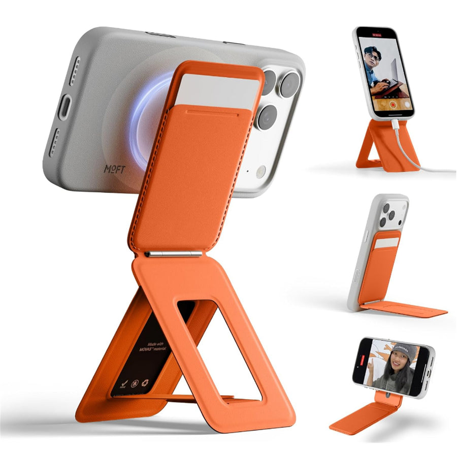 MOFT Snap iPhone Tripod Stand & Wallet - Terracotta - MagSafe Compatible - 3-in-1 Slim Magnetic Wallet with Foldable Phone Tripod Stand, MOVAS Vegan Leather, Hands-Free Shooting & Viewing