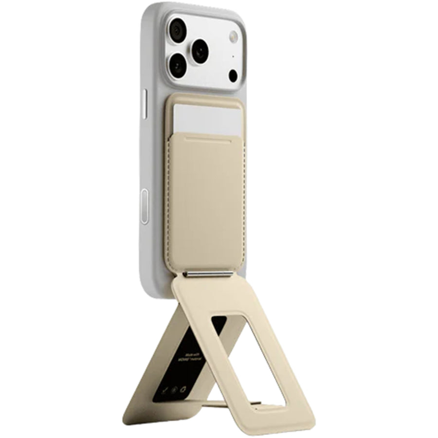 MOFT Snap iPhone Tripod Stand & Wallet - Earthen Beige - MagSafe Compatible - 3-in-1 Slim Magnetic Wallet with Foldable Phone Tripod Stand, MOVAS Vegan Leather, Hands-Free Shooting & Viewing