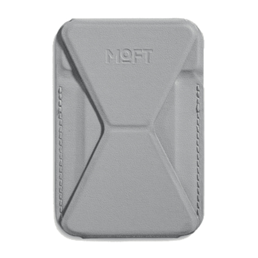 MOFT Snap-On iPhone Stand & Wallet - Cement - Slim Magnetic / MagSafe Compatible Card Holder with Adjustable Multi-Angle Phone Stand, MOVAS Vegan Leather, Foldable Design