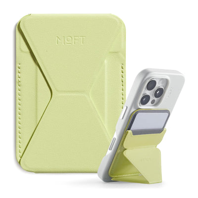MOFT Snap-On iPhone Stand & Wallet - Soft Avocado - Slim Magnetic / MagSafe Compatible Card Holder with Adjustable Multi-Angle Phone Stand, MOVAS Vegan Leather, Foldable Design