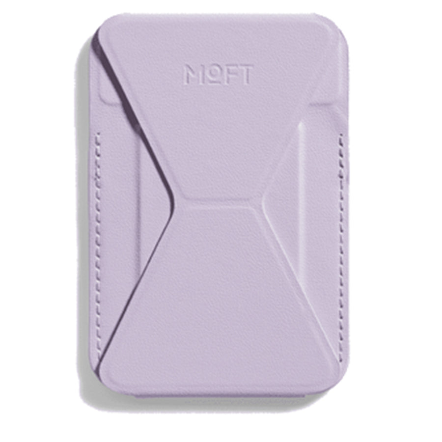 MOFT Snap-On iPhone Stand & Wallet - Peony - Slim Magnetic / MagSafe Compatible Card Holder with Adjustable Multi-Angle Phone Stand, MOVAS Vegan Leather, Foldable Design