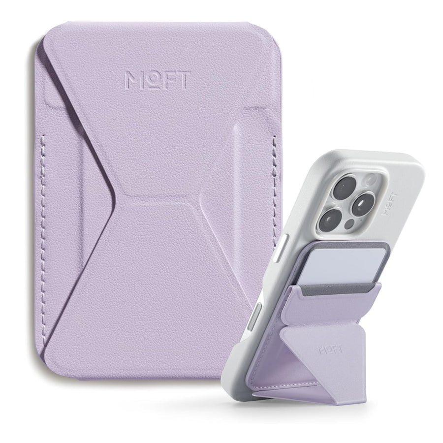 MOFT Snap-On iPhone Stand & Wallet - Peony - Slim Magnetic / MagSafe Compatible Card Holder with Adjustable Multi-Angle Phone Stand, MOVAS Vegan Leather, Foldable Design