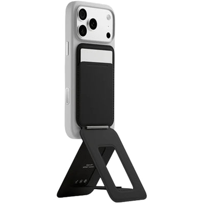 MOFT Snap iPhone Tripod Stand & Wallet - Jet Black - MagSafe Compatible - 3-in-1 Slim Magnetic Wallet with Foldable Phone Tripod Stand, MOVAS Vegan Leather, Hands-Free Shooting & Viewing