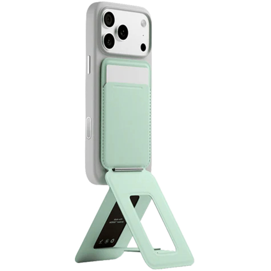 MOFT Snap iPhone Tripod Stand & Wallet - Peppemint - MagSafe Compatible - 3-in-1 Slim Magnetic Wallet with Foldable Phone Tripod Stand, MOVAS Vegan Leather, Hands-Free Shooting & Viewing