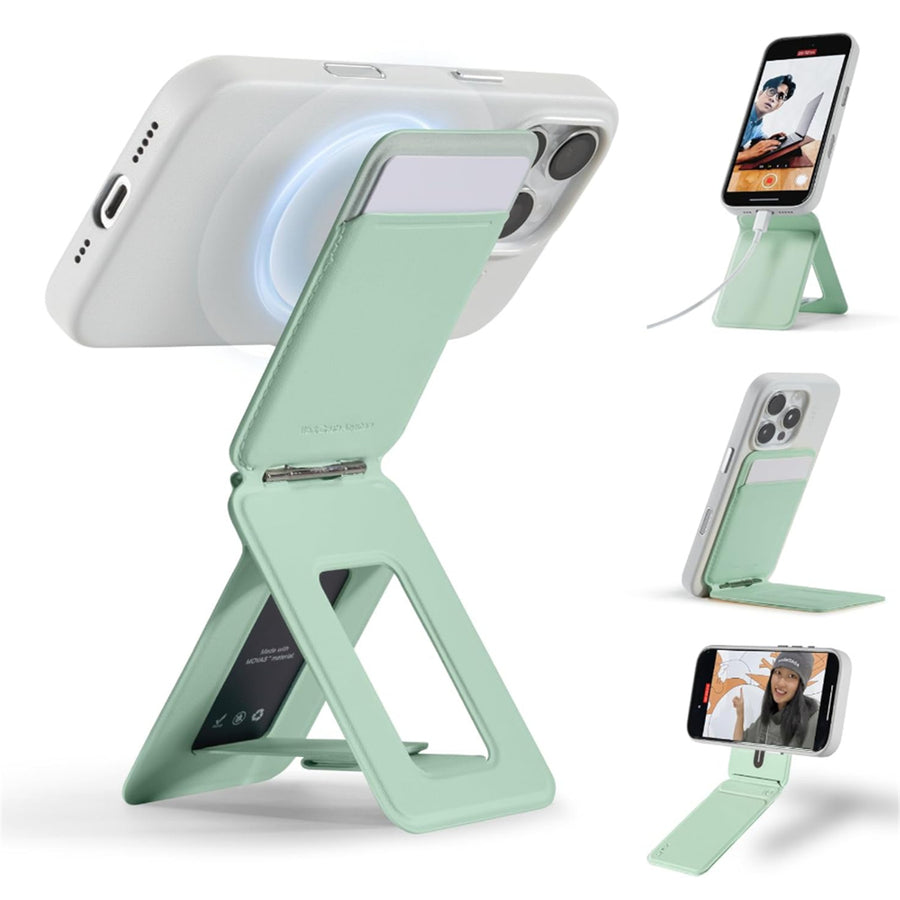 MOFT Snap iPhone Tripod Stand & Wallet - Peppemint - MagSafe Compatible - 3-in-1 Slim Magnetic Wallet with Foldable Phone Tripod Stand, MOVAS Vegan Leather, Hands-Free Shooting & Viewing