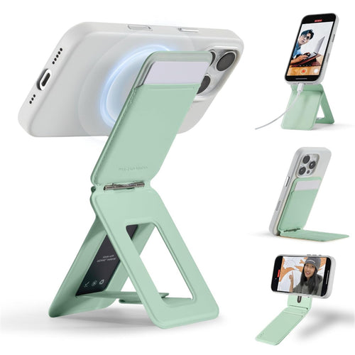 MOFT Snap iPhone Tripod Stand & Wallet - Peppemint - MagSafe Compatible - 3-in-1 Slim Magnetic Wallet with Foldable Phone Tripod Stand, MOVAS Vegan Leather, Hands-Free Shooting & Viewing