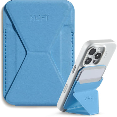 MOFT Snap-On iPhone Stand & Wallet - Field Blue - Slim Magnetic / MagSafe Compatible Card Holder with Adjustable Multi-Angle Phone Stand, MOVAS Vegan Leather, Foldable Design