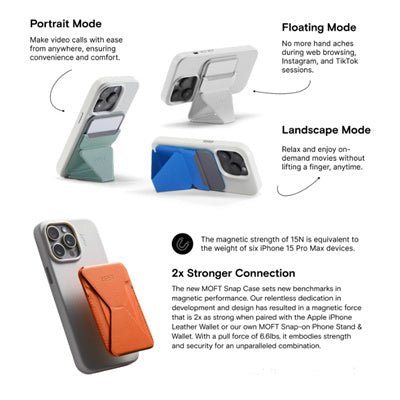 MOFT Snap-On iPhone Stand & Wallet - Field Blue - Slim Magnetic / MagSafe Compatible Card Holder with Adjustable Multi-Angle Phone Stand, MOVAS Vegan Leather, Foldable Design