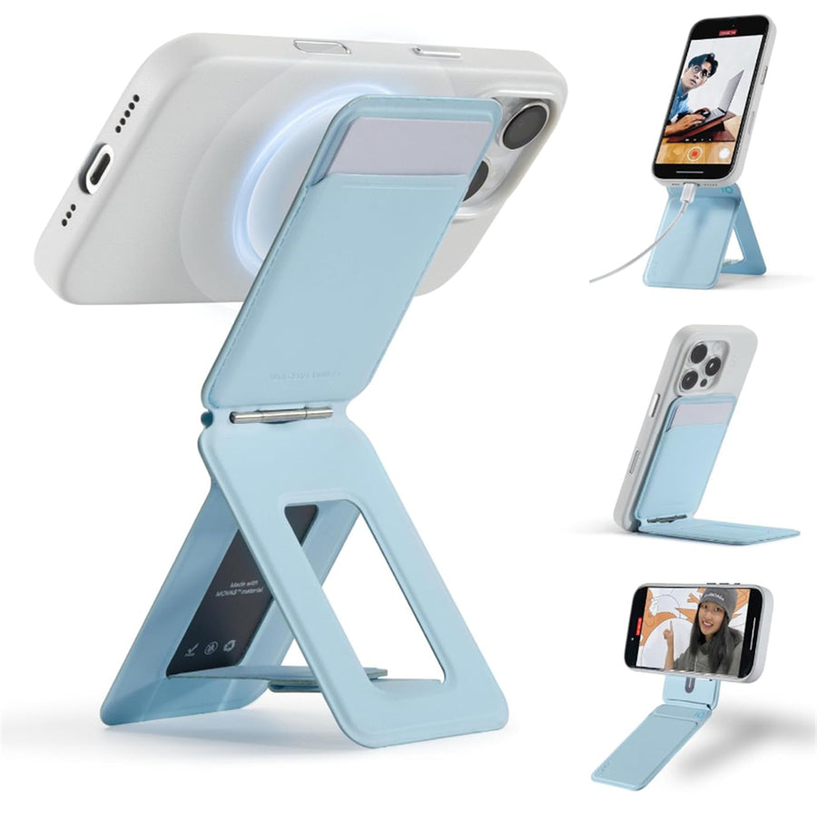 MOFT Snap iPhone Tripod Stand & Wallet - Drift Blue - MagSafe Compatible - 3-in-1 Slim Magnetic Wallet with Foldable Phone Tripod Stand, MOVAS Vegan Leather, Hands-Free Shooting & Viewing