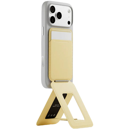 MOFT Snap iPhone Tripod Stand & Wallet - Wonder Yellow - MagSafe Compatible - 3-in-1 Slim Magnetic Wallet with Foldable Phone Tripod Stand, MOVAS Vegan Leather, Hands-Free Shooting & Viewing