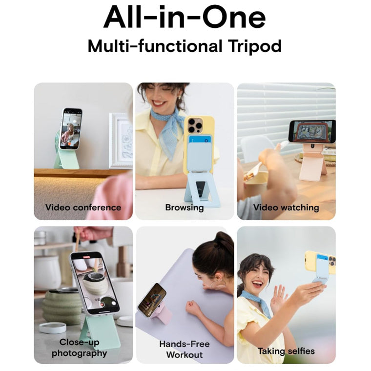 MOFT Snap iPhone Tripod Stand & Wallet - Wonder Yellow - MagSafe Compatible - 3-in-1 Slim Magnetic Wallet with Foldable Phone Tripod Stand, MOVAS Vegan Leather, Hands-Free Shooting & Viewing