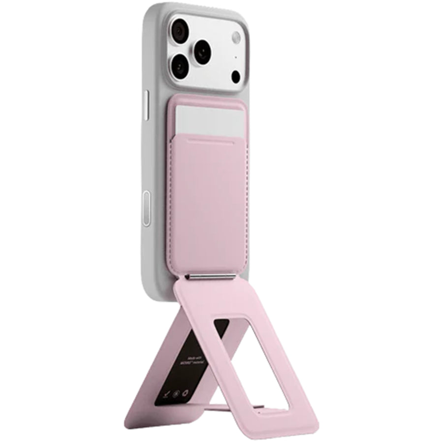 MOFT Snap iPhone Tripod Stand & Wallet - Blush - MagSafe Compatible - 3-in-1 Slim Magnetic Wallet with Foldable Phone Tripod Stand, MOVAS Vegan Leather, Hands-Free Shooting & Viewing