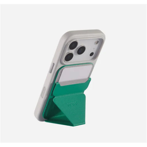 MOFT Snap-On iPhone Stand & Wallet - Oz Green - Slim Magnetic / MagSafe Compatible Card Holder with Adjustable Multi-Angle Phone Stand, MOVAS Vegan Leather, Foldable Design