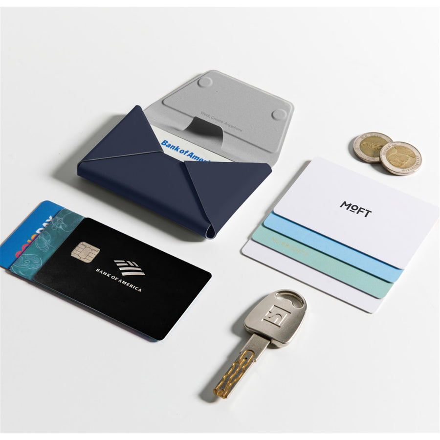 MOFT Field Phone Wallet - Navy Blue - Slim Magnetic/MagSafe Compatible Phone Wallet, Foldable High-Capacity Design, MOVAS Vegan Leather, RFID Protection