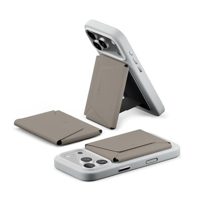 MOFT Field Phone Wallet - Taupe - Slim Magnetic/MagSafe Compatible Phone Wallet, Foldable High-Capacity Design, MOVAS Vegan Leather, RFID Protection