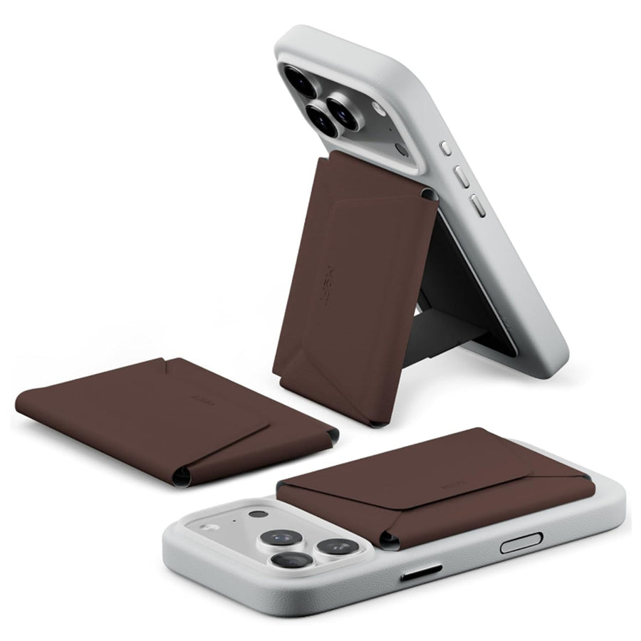 MOFT Field Phone Wallet - Brownie - Slim Magnetic/MagSafe Compatible Phone Wallet, Foldable High-Capacity Design, MOVAS Vegan Leather, RFID Protection
