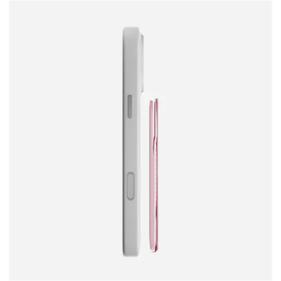 MOFT Snap-On iPhone Stand & Wallet - Light Pink - Slim Magnetic / MagSafe Compatible Card Holder with Adjustable Multi-Angle Phone Stand, MOVAS Vegan Leather, Foldable Design