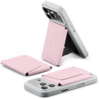 MOFT Field Phone Wallet - Light Pink - Slim Magnetic/MagSafe Compatible Phone Wallet, Foldable High-Capacity Design, MOVAS Vegan Leather, RFID Protection