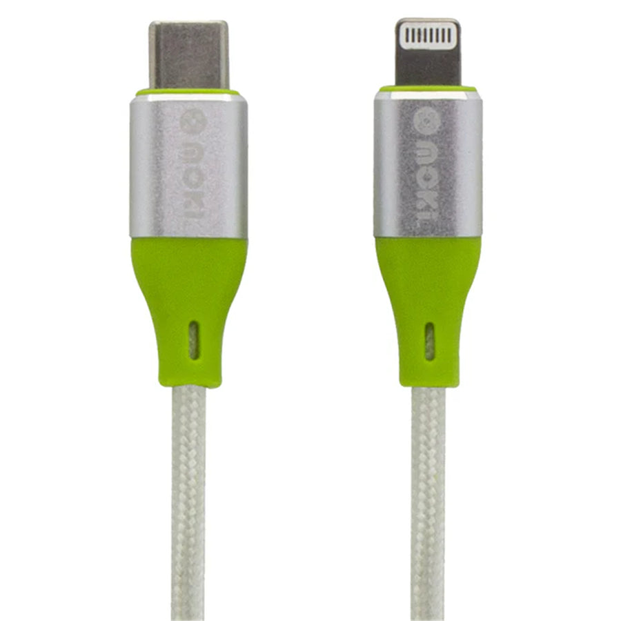 MOKI Recharge ACC-MTCLB90 - Moki Braided USB-C to Lightning SynCharge Cable - (MFi Licensed) 90cm - Silver