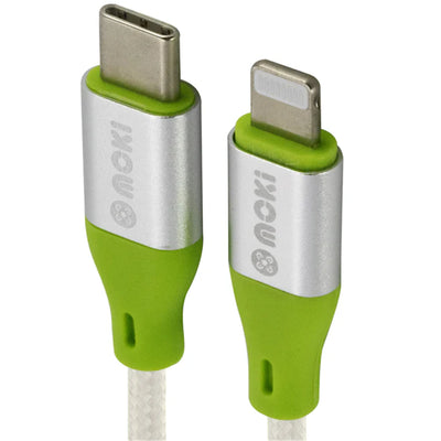MOKI Recharge ACC-MTCLB90 - Moki Braided USB-C to Lightning SynCharge Cable - (MFi Licensed) 90cm - Silver