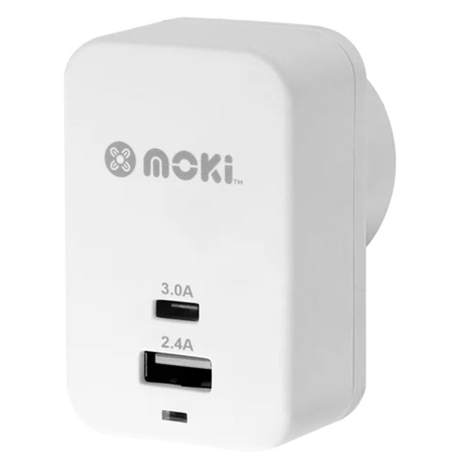 MOKI Recharge ACC-MTCWPW - Moki Dual USB Wall Charger (USB-A+Type-C) - White