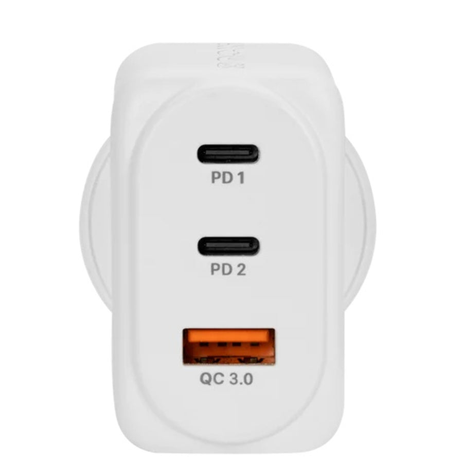 MOKI Recharge ACC-PDW65 - Moki PD 65W GaN Wall Charger - 2 x PD USB-C + QC 3.0 USB-A