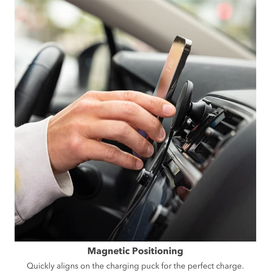 Mophie Snap+  15W Wireless Charging Air Vent Car Mount USB-C Car Chager - Black
