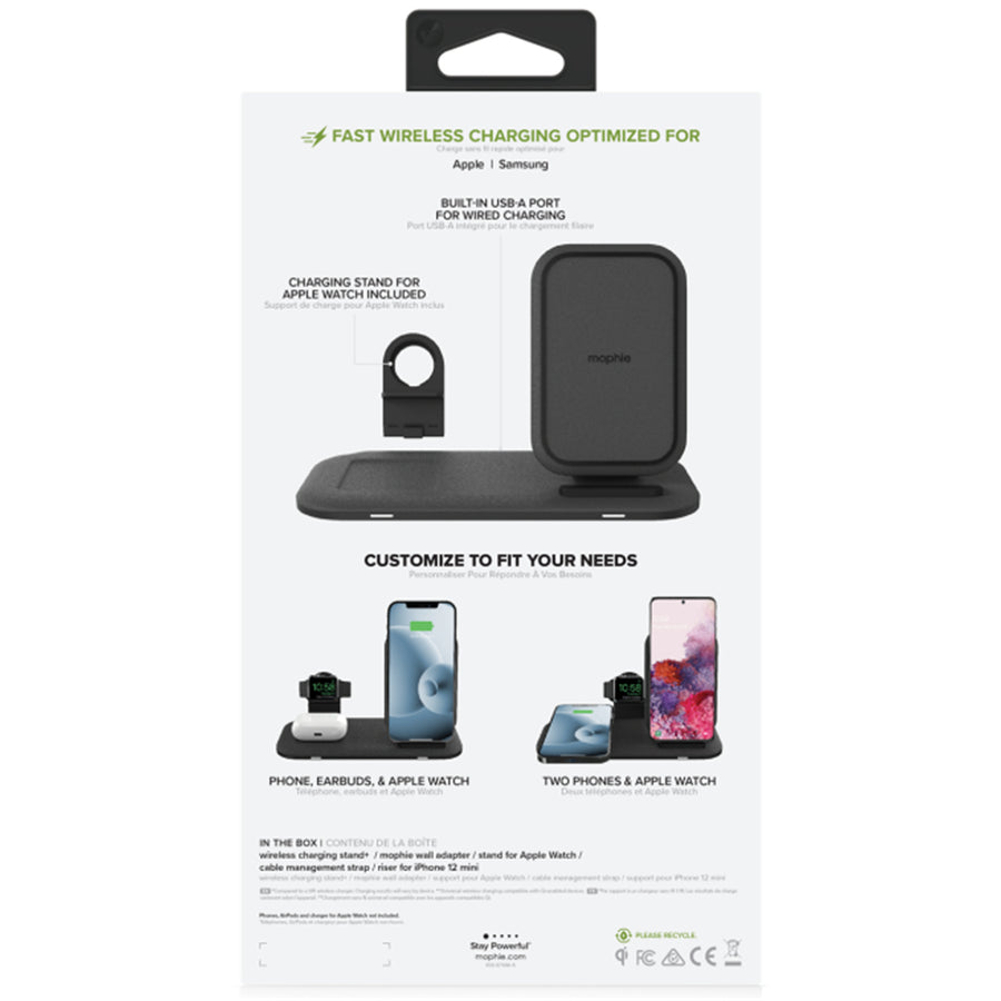 ZAGG 401305844 - Mophie Universal Wireless Charging Stand+ - Black (2 in1 BYO)