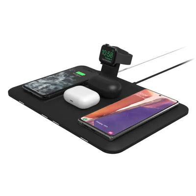 Mophie 4-in-1 Wireless Charging Mat Black, Wirelessly Charge up to 4 Devices, Intuitive Design, Eliminate Cable Clutter, Stylish Fabric Finish,