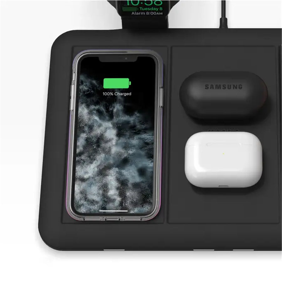 Mophie 4-in-1 Wireless Charging Mat Black, Wirelessly Charge up to 4 Devices, Intuitive Design, Eliminate Cable Clutter, Stylish Fabric Finish,