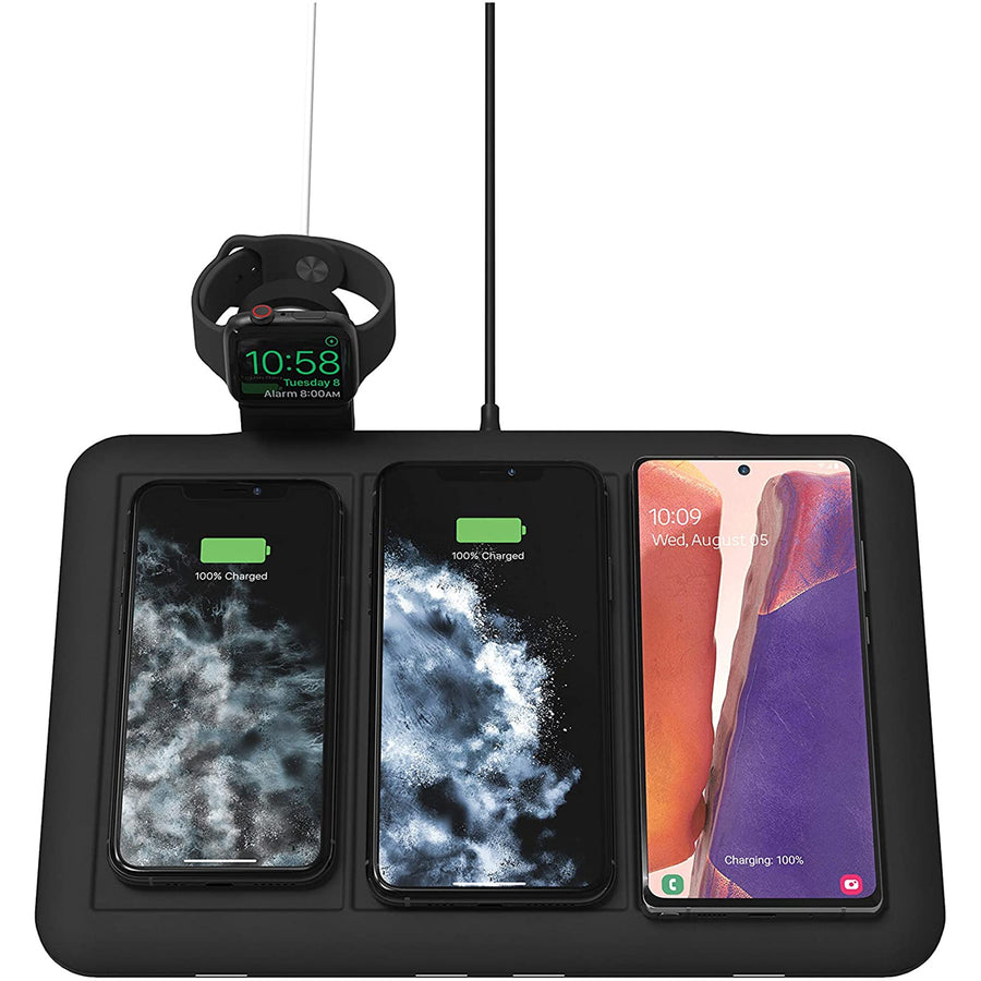 Mophie 4-in-1 Wireless Charging Mat Black, Wirelessly Charge up to 4 Devices, Intuitive Design, Eliminate Cable Clutter, Stylish Fabric Finish,
