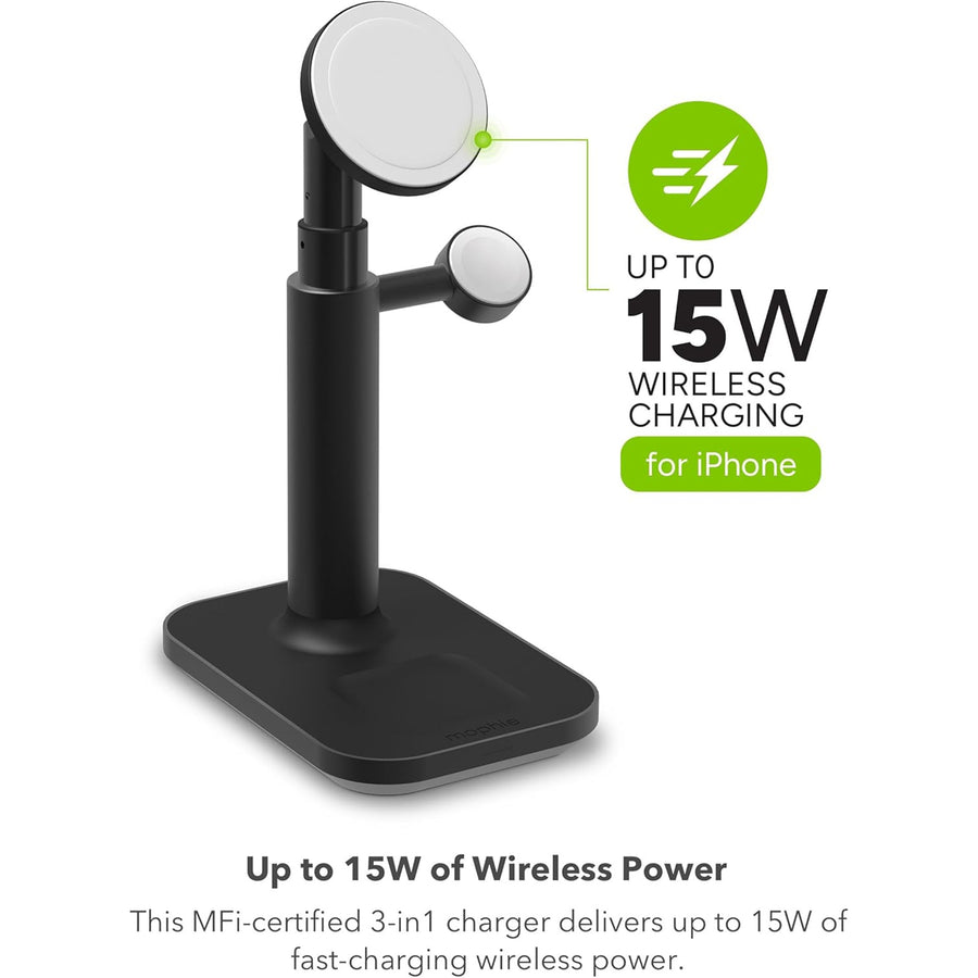 Mophie Premium 3-in-1 Magsafe Wireless Extendable Charging Stand - Black