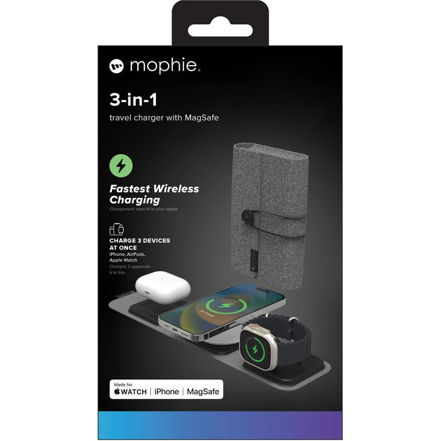 ZAGG 401311506 - Mophie UNV WRLS 3in1 travel charger w/ MagSafe - Black