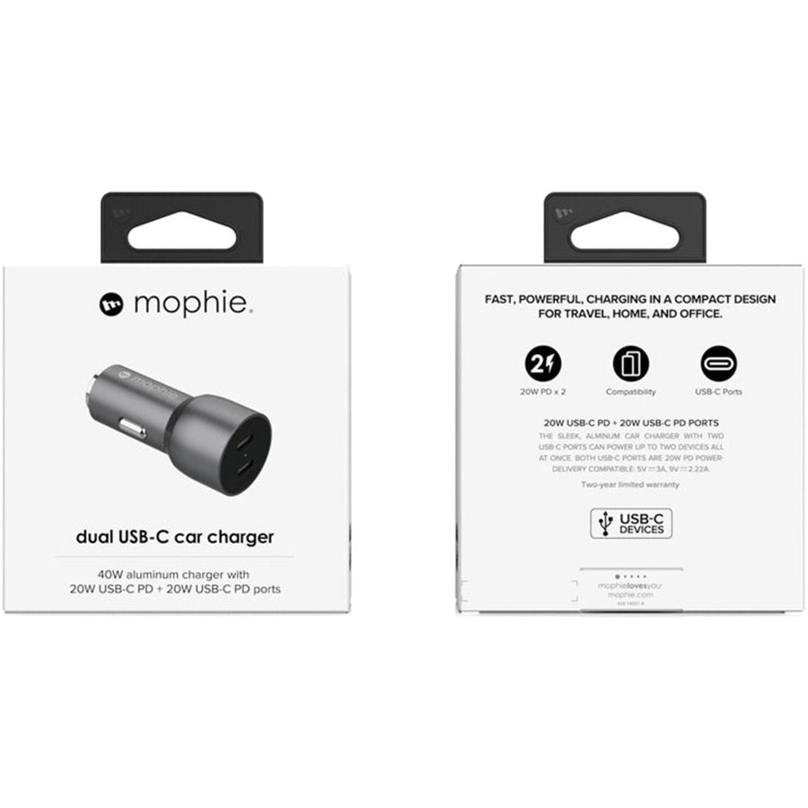 Mophie USB-C 40W Dual Type-C PD Schnelllade-Kfz-Ladegerät