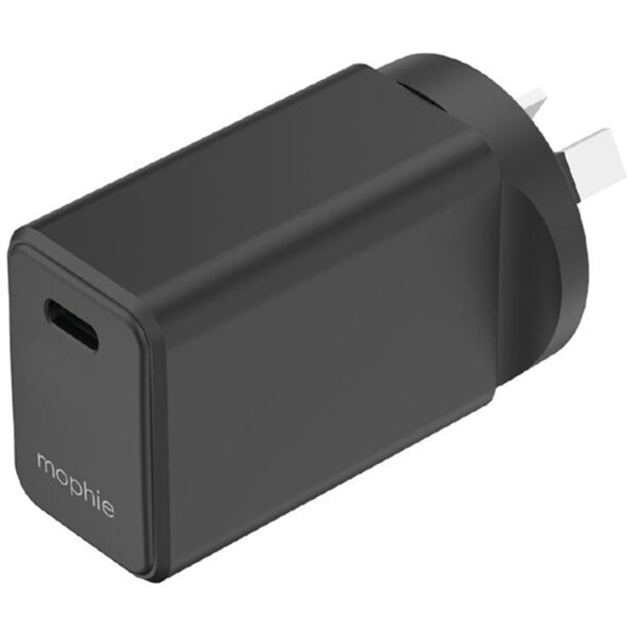 Mophie Essential 30W USB-C PD Wandladegerät – Schwarz, kompakte Größe, bis zu 30W schnelles Laden für Apple iPhones, Samsung Smartphones, solide Konstruktion