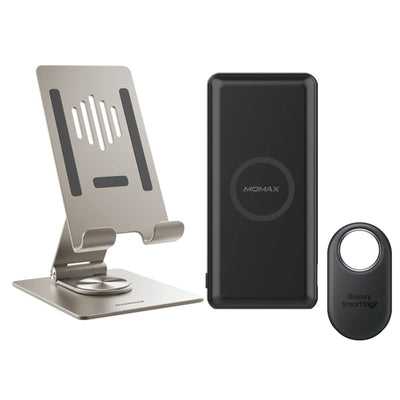 Momax Wireless Power Bank Premium Universal Phone Stand & Samsung Galaxy SmartTag2 Black