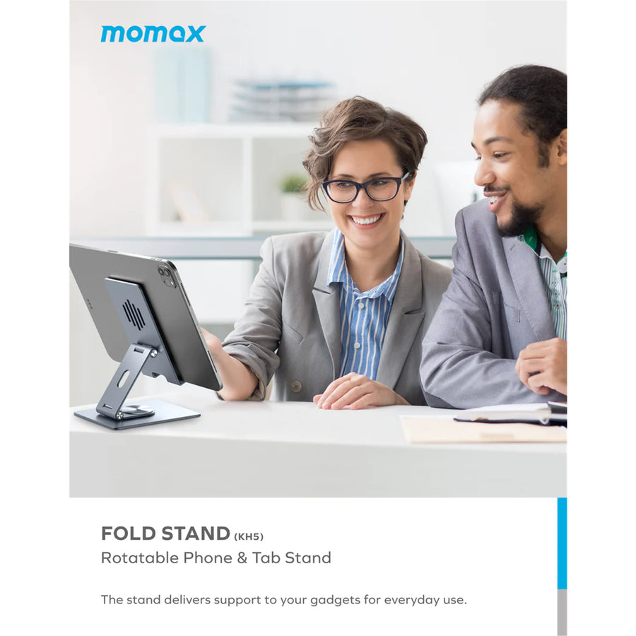 Momax Universal Smartphone / Tablet Stand - Titanium Metallic and Durable Desgin, Rotation Friendly, Foldable for easy transport!