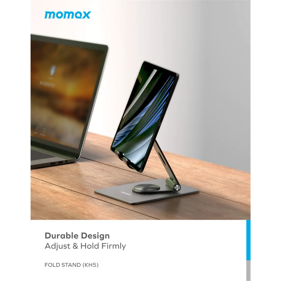 Momax Universal Smartphone / Tablet Stand - Titanium Metallic and Durable Desgin, Rotation Friendly, Foldable for easy transport!