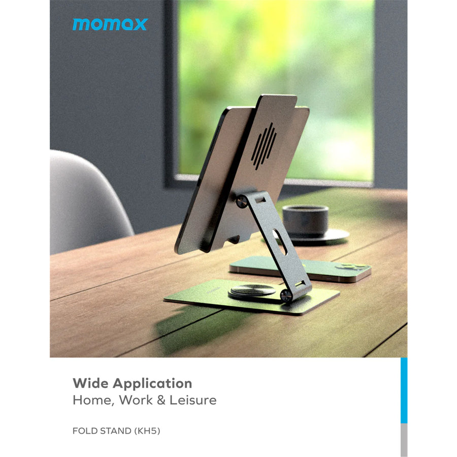 Momax Universal Smartphone / Tablet Stand - Titanium Metallic and Durable Desgin, Rotation Friendly, Foldable for easy transport!