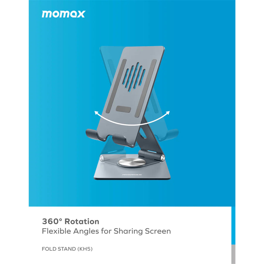 Momax Universal Smartphone / Tablet Stand - Titanium Metallic and Durable Desgin, Rotation Friendly, Foldable for easy transport!
