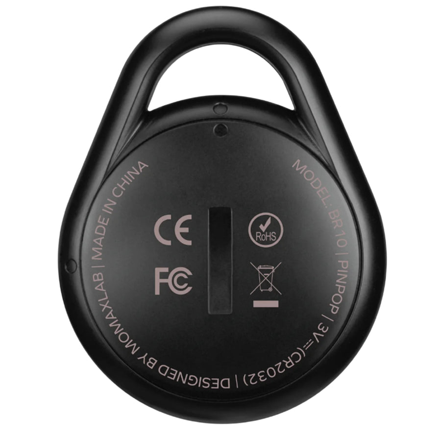 Momax Pinpop Lite Apple Find My Bluetooth Tracker - Black - Apple Find My Certified, Precise Real-time Tracking, Accurate Tracking With Two-Way Alarm System, Built-in Buzzer, Easily Hang To Your Personal Belongings