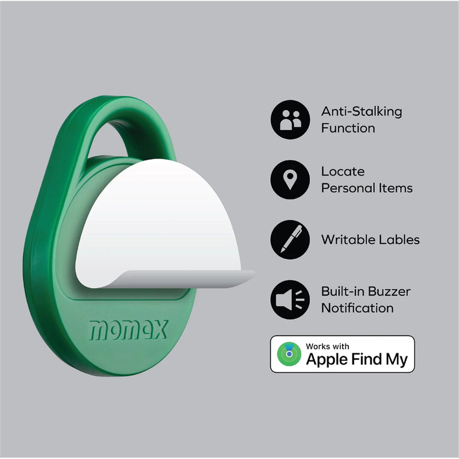 Momax Pinpop Lite Apple Find My Bluetooth Tracker - Black - Apple Find My Certified, Precise Real-time Tracking, Accurate Tracking With Two-Way Alarm System, Built-in Buzzer, Easily Hang To Your Personal Belongings